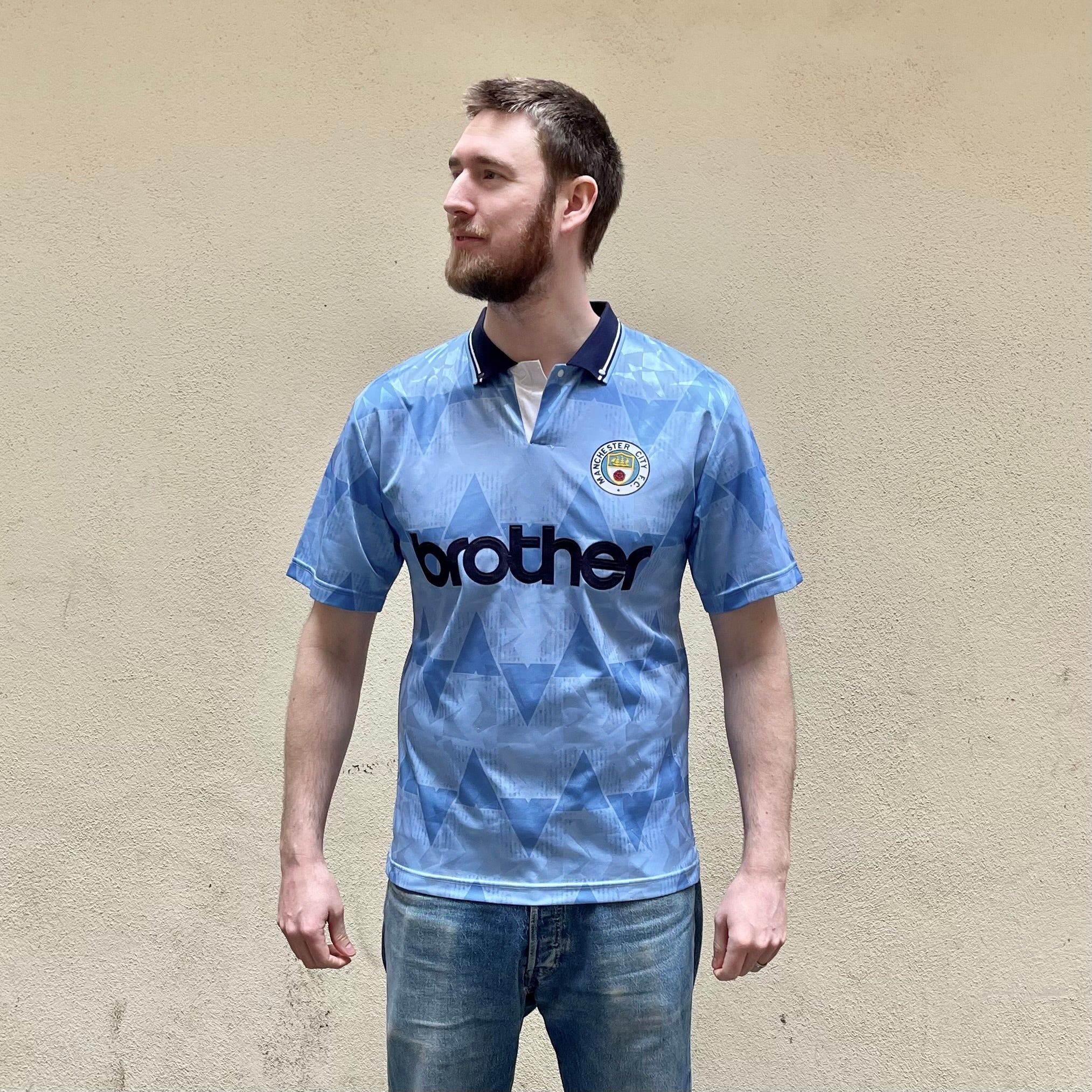 Score Draw Manchester City 1989 Home Football Jersey