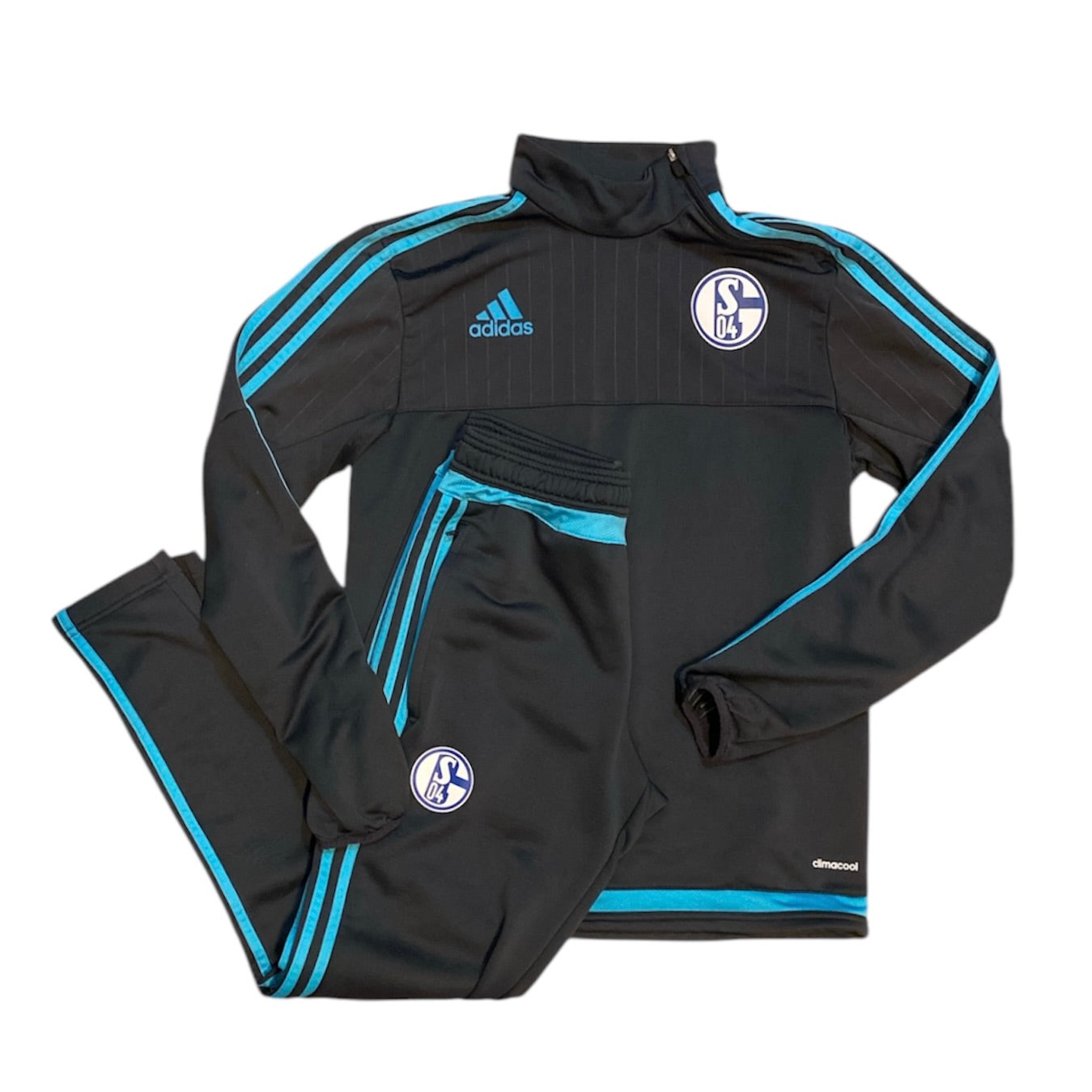 Adidas Schalke FC 04 Black Teal Training Track Top & Pants Set