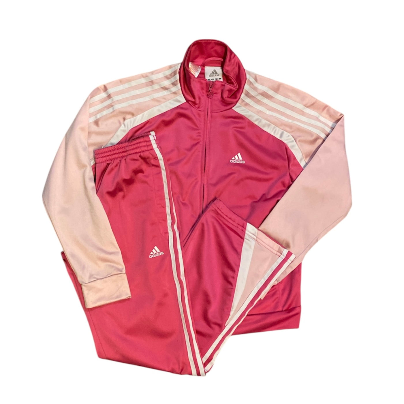 Adidas Pink White Track Jacket & Pants Set