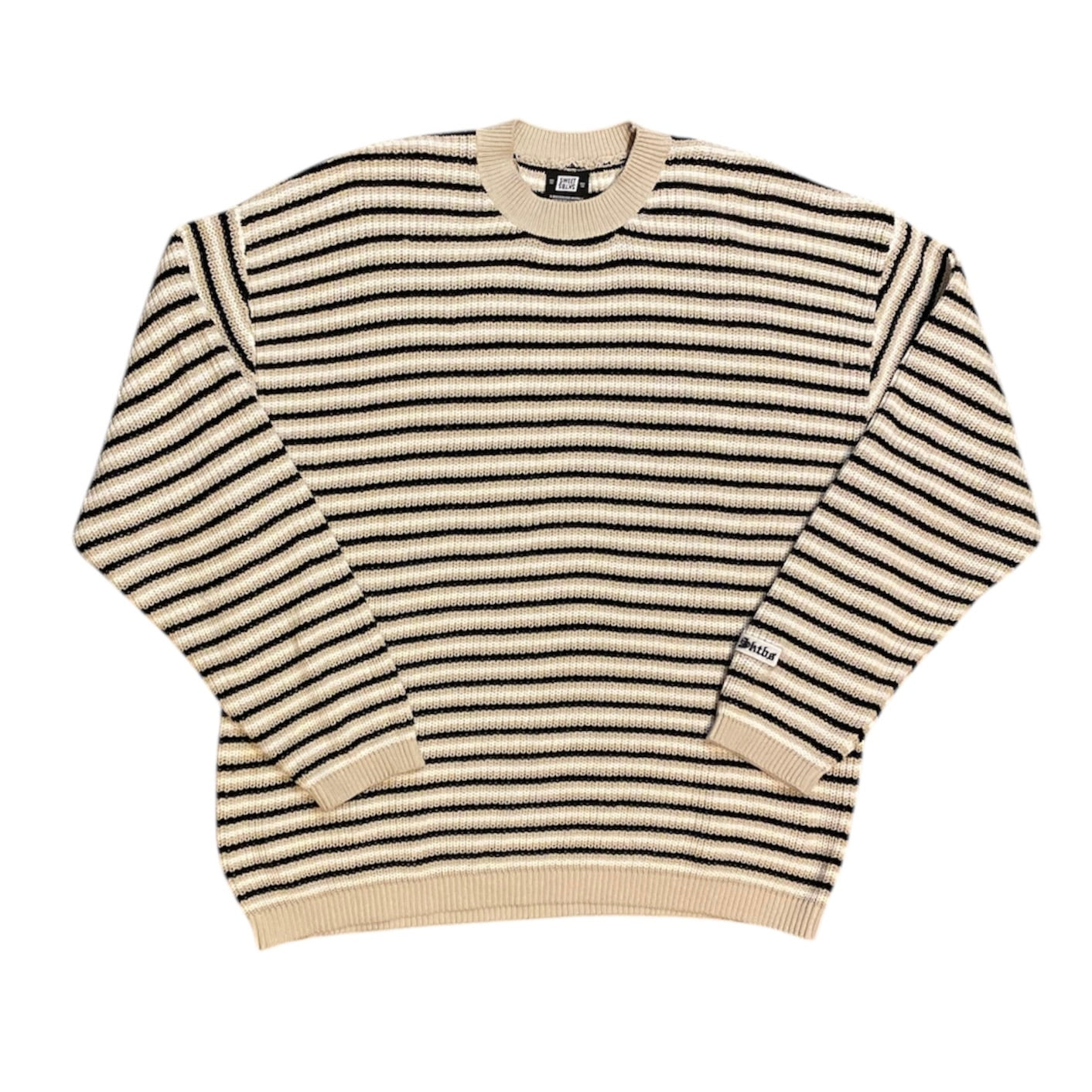 Sweet Sktbs Beige White Black Knitted Crewneck