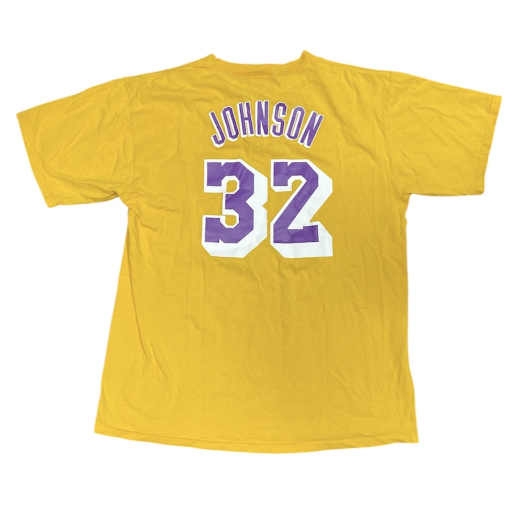 Majestic Hardwood Classics Los Angeles Lakers Johnson #32 Yellow Tshirt