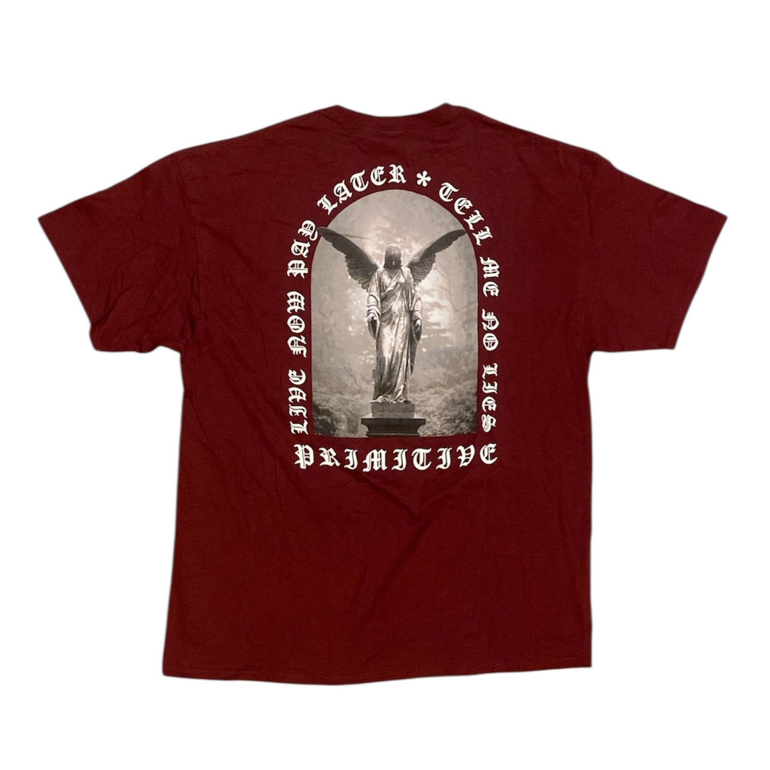 Primitive Angel Backprint Burgundy Tshirt