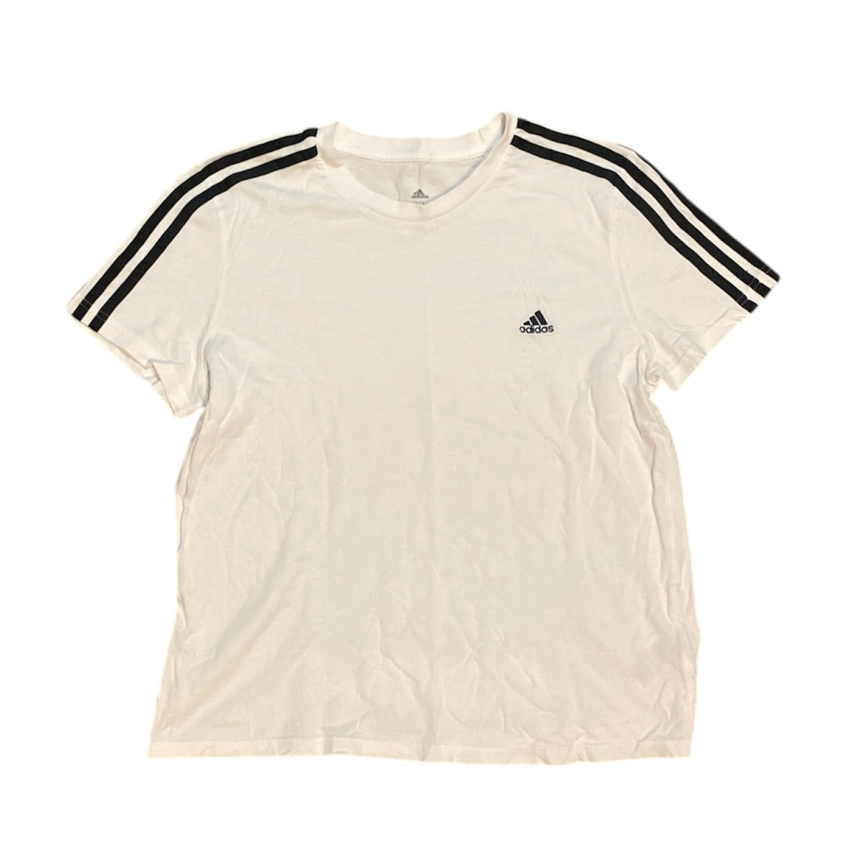 Adidas Essentials Slim 3 Stripes White Black Tshirt (W)