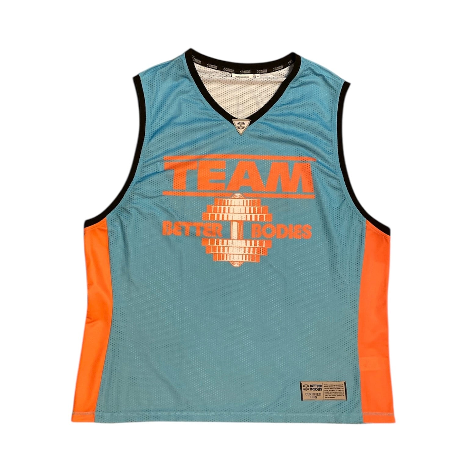 Better Bodies Anniversary Light Blue Flame Mesh Tank