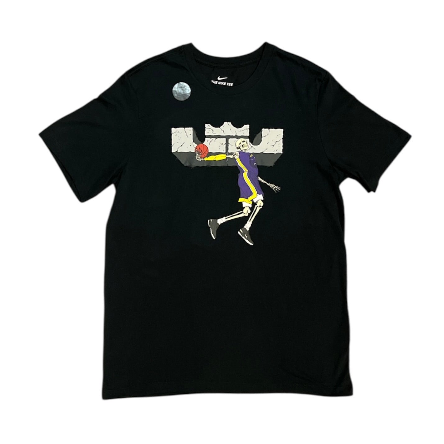 Nike LeBron James Logo Skeleton Dunkman Lakers Dri-Fit Black Tshirt