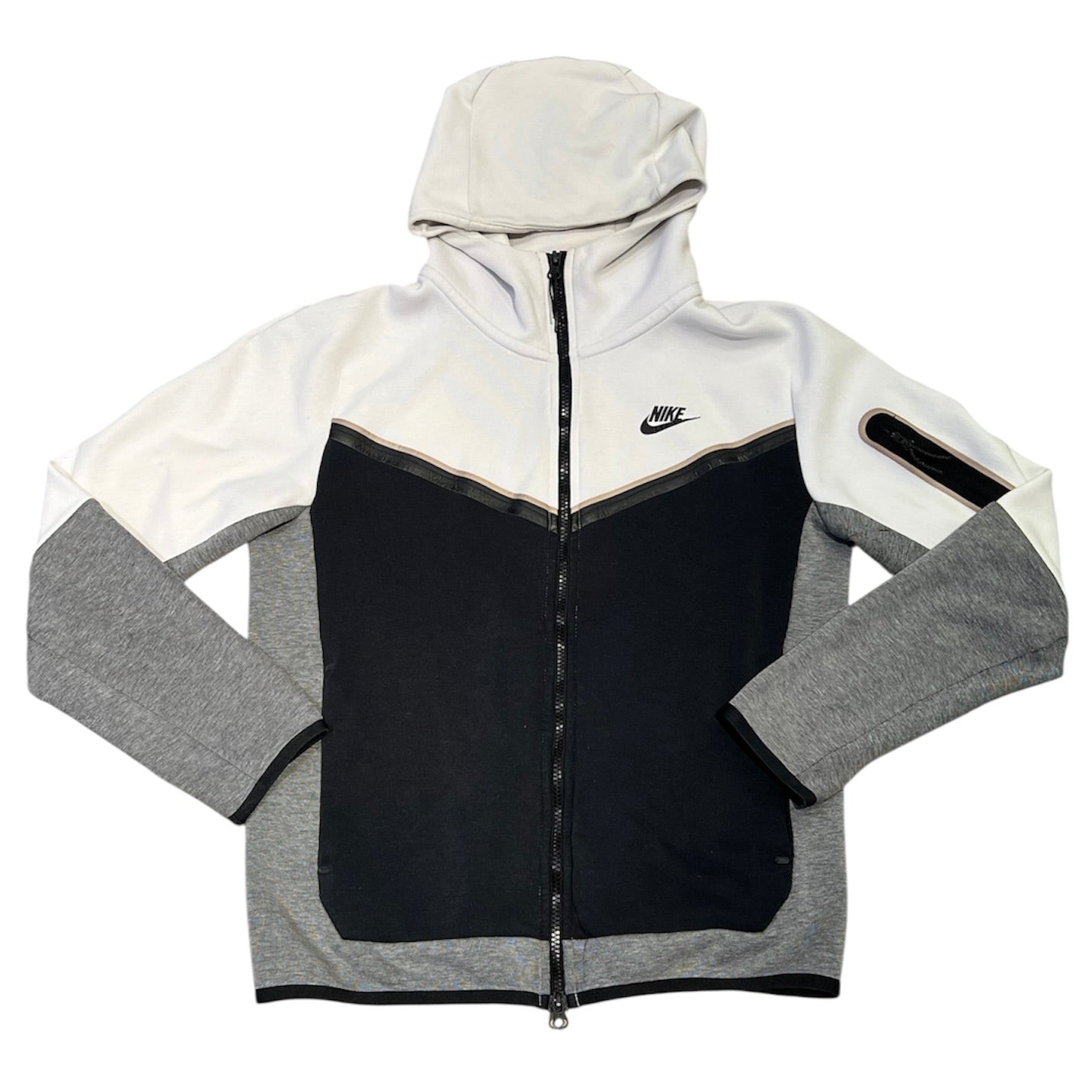 Nike Tech Fleece Grey Black White Full Zip Hoodie
