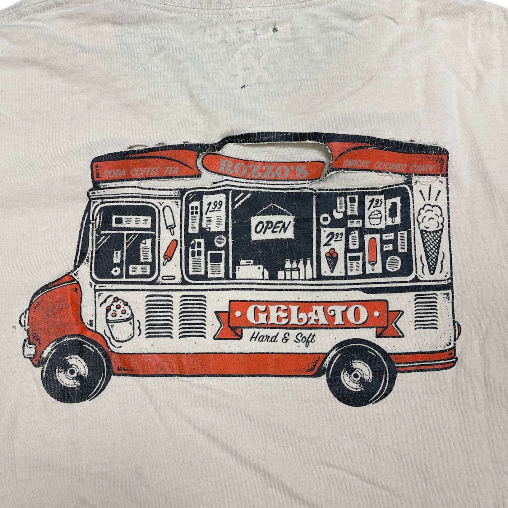 Rozzo's Gelato Distressed Beige Tshirt