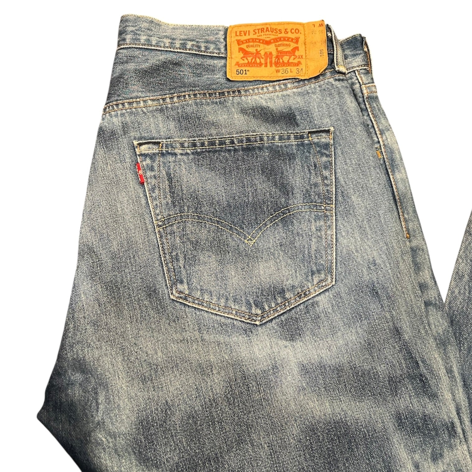 Levis 501 Custom Bleached Light Blue Jeans (W36/L34)