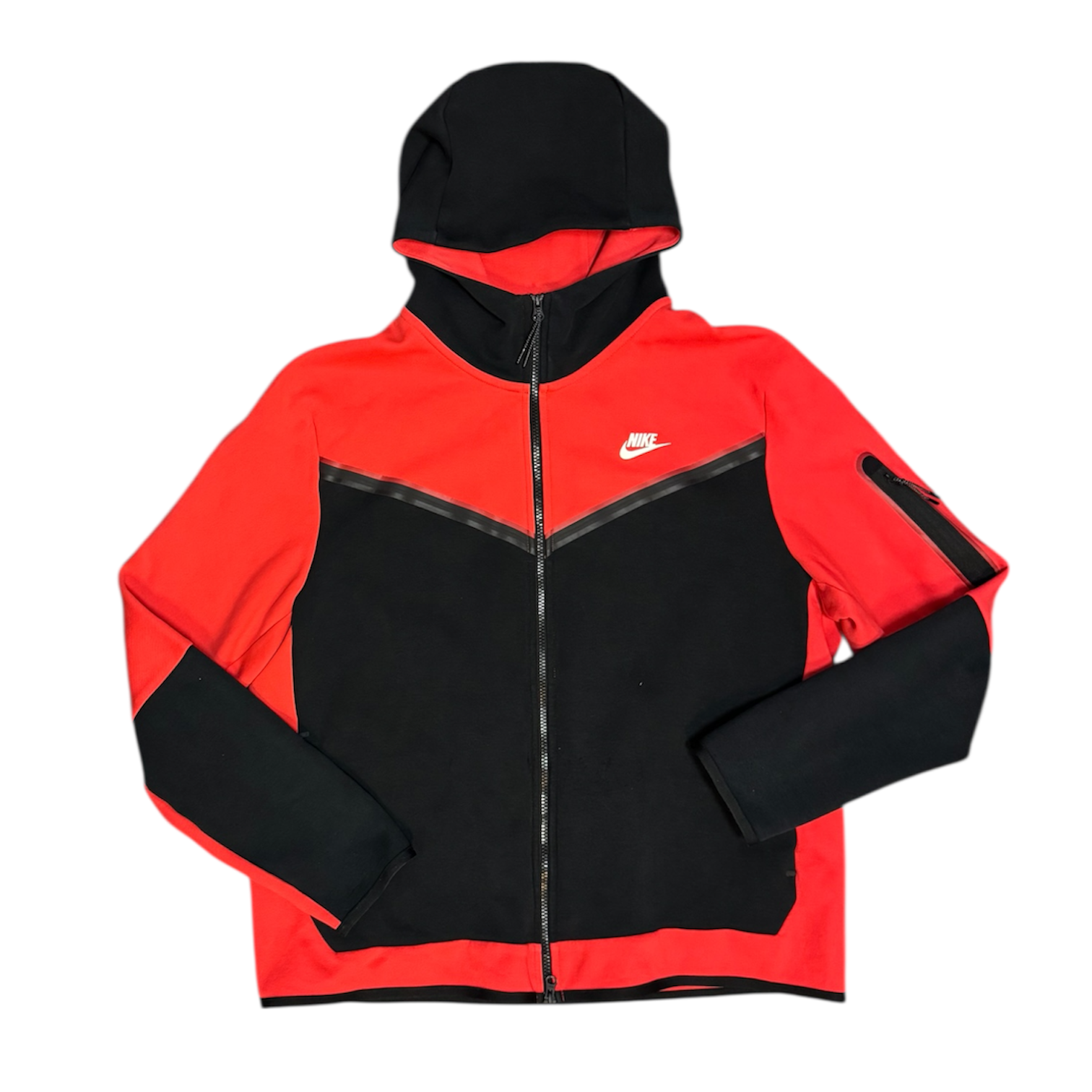 Nike Tech Fleece Full Zip Red Black Hoodie