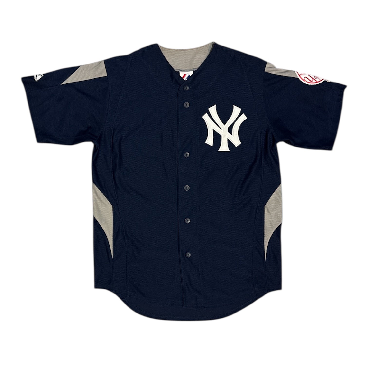 Majestic New York Yankees Derek Jeter #2 Navy Grey Baseball Jersey