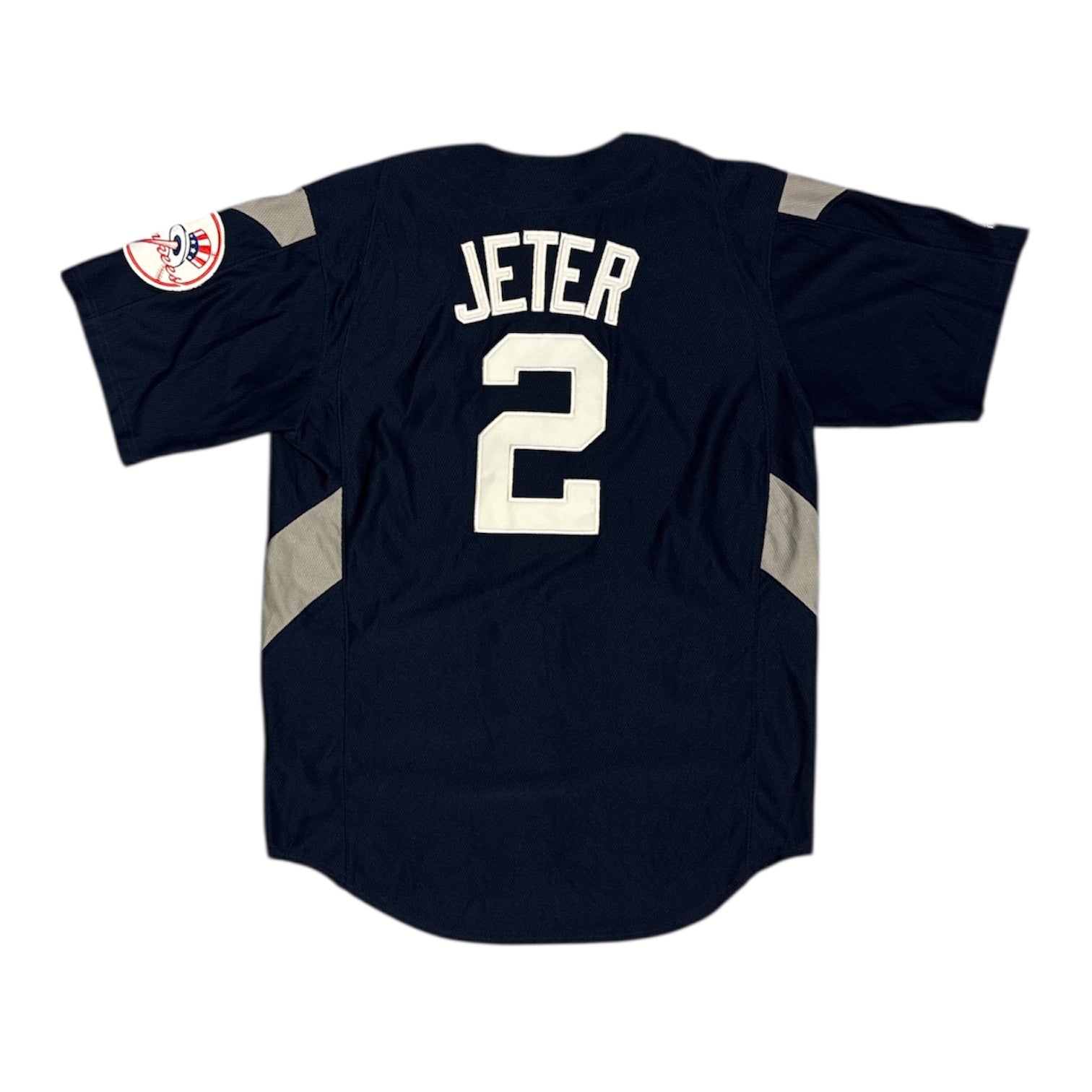Majestic New York Yankees Derek Jeter #2 Navy Grey Baseball Jersey