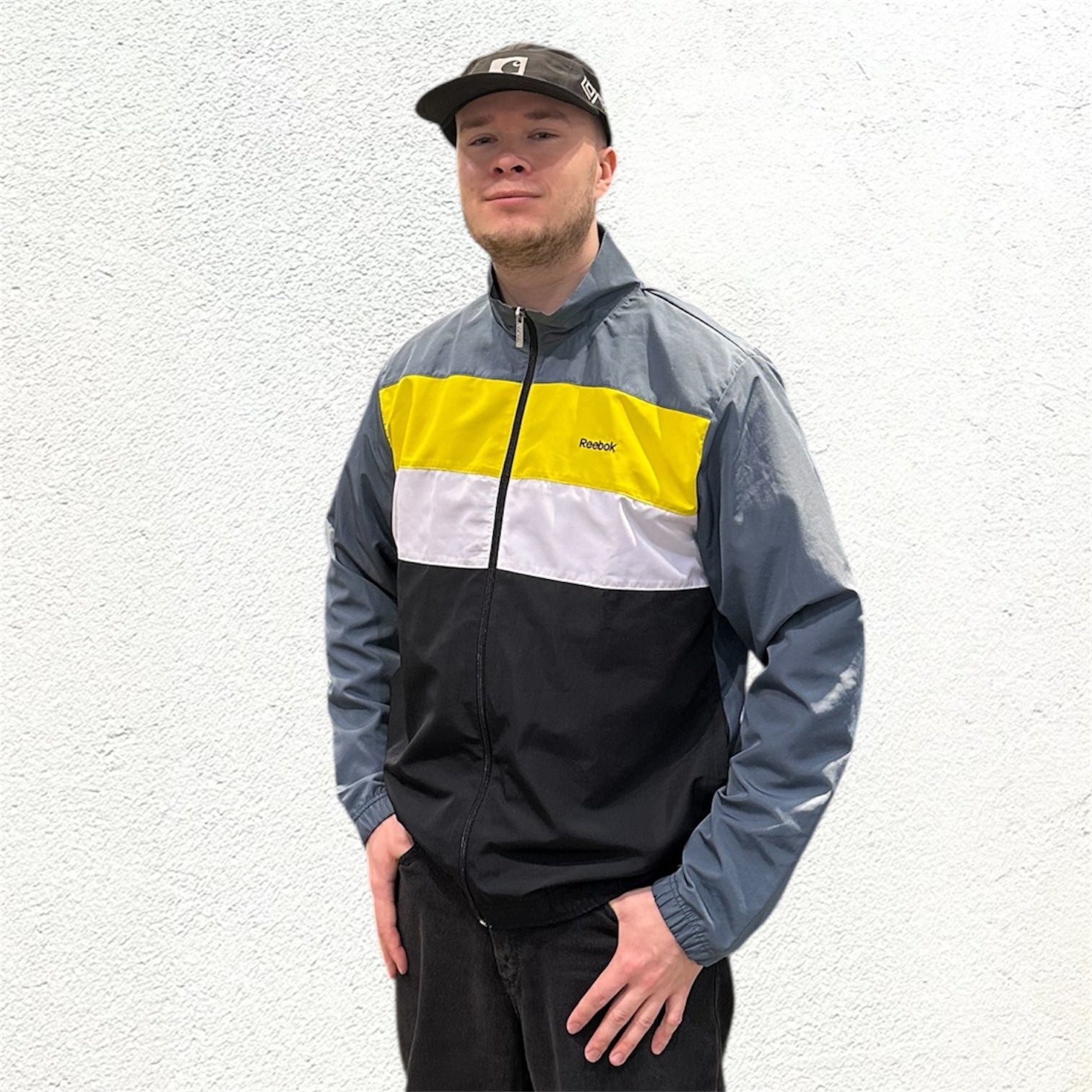 Reebok Grey Black Yellow Wind Jacket