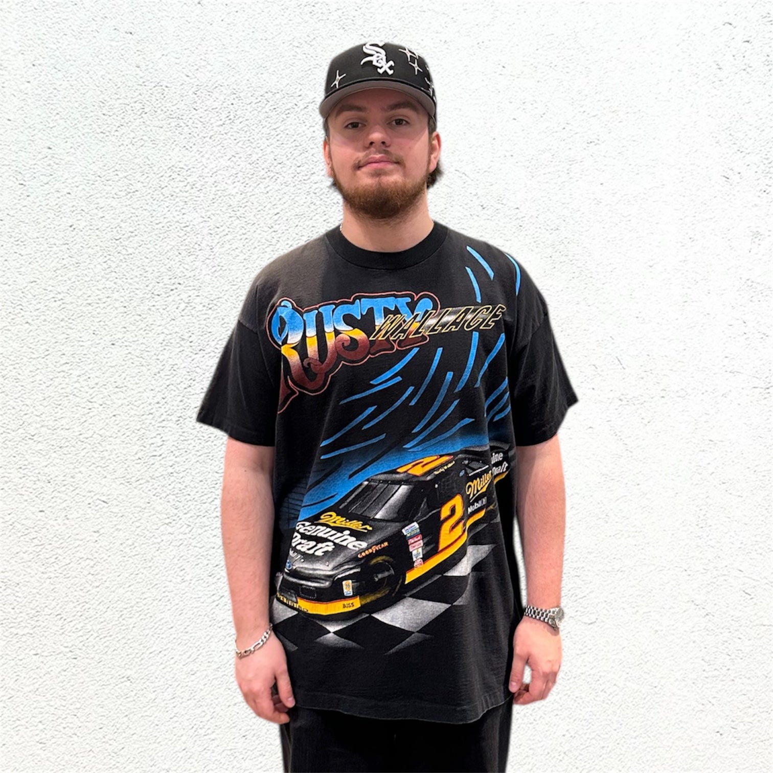 Vintage Rusty Wallace Nascar Black Single Stitch Tshirt
