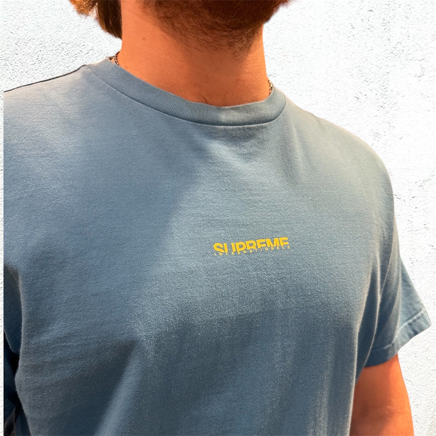 Supreme FW19 Internationale Light Blue Tshirt