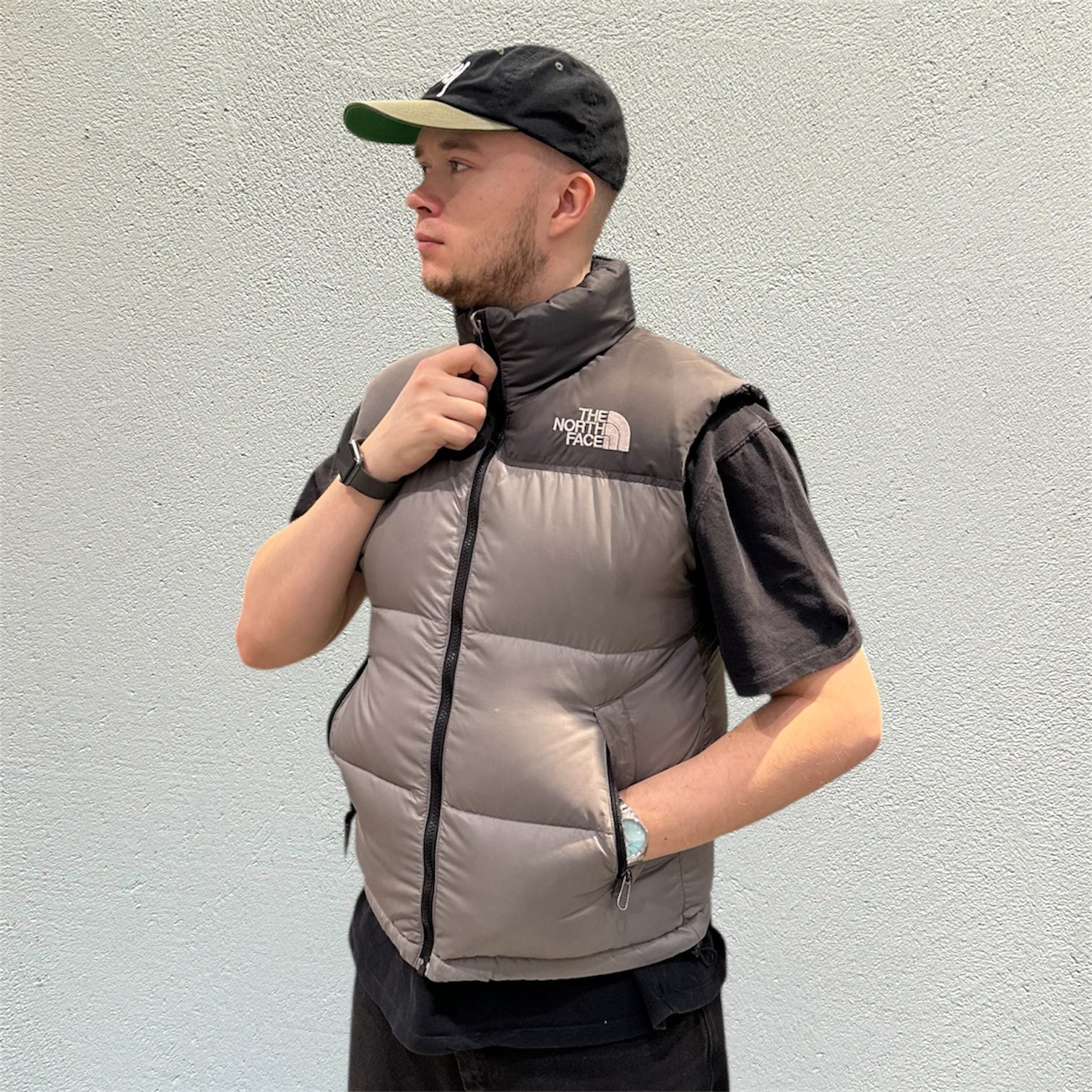 The North Face Grey Black Puffer Vest