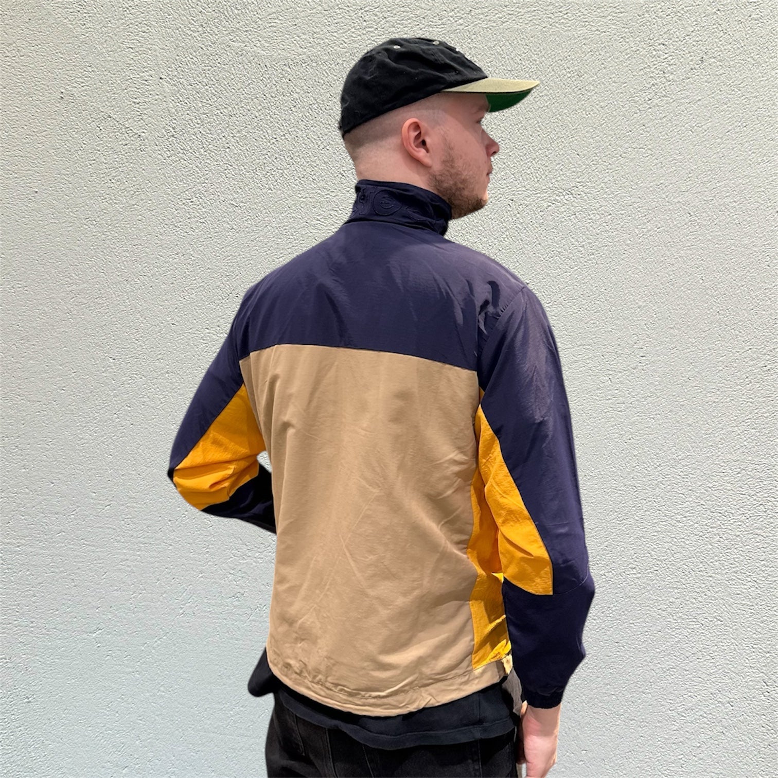 Pasteelo Brown Navy Sports Windbreaker Jacket