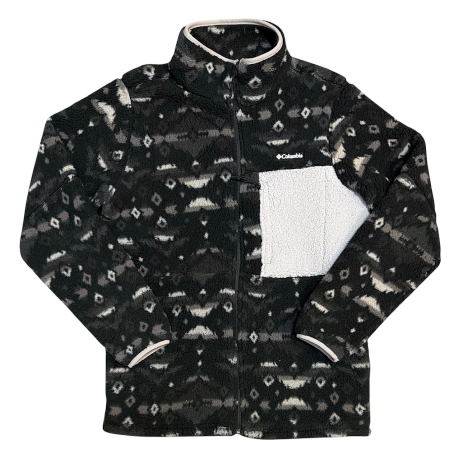 Columbia Mountainside Printed Black Grey Fleece Jacket