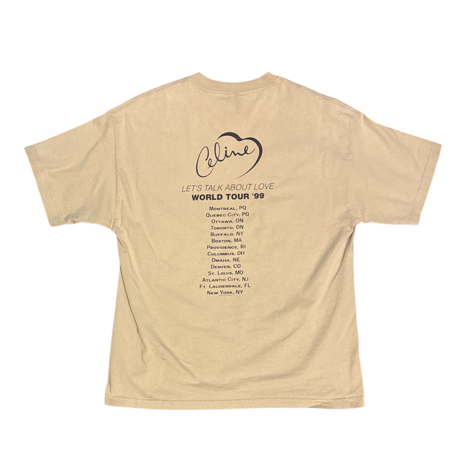 Vintage Murina Celine Dion Lets Talk About Love World Tour 1998-1999 Beige Tshirt