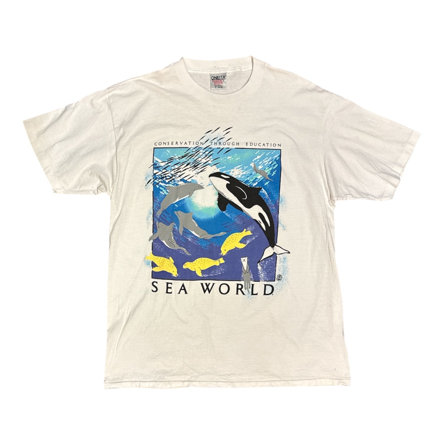 Vintage Oneita Sea World White Tshirt