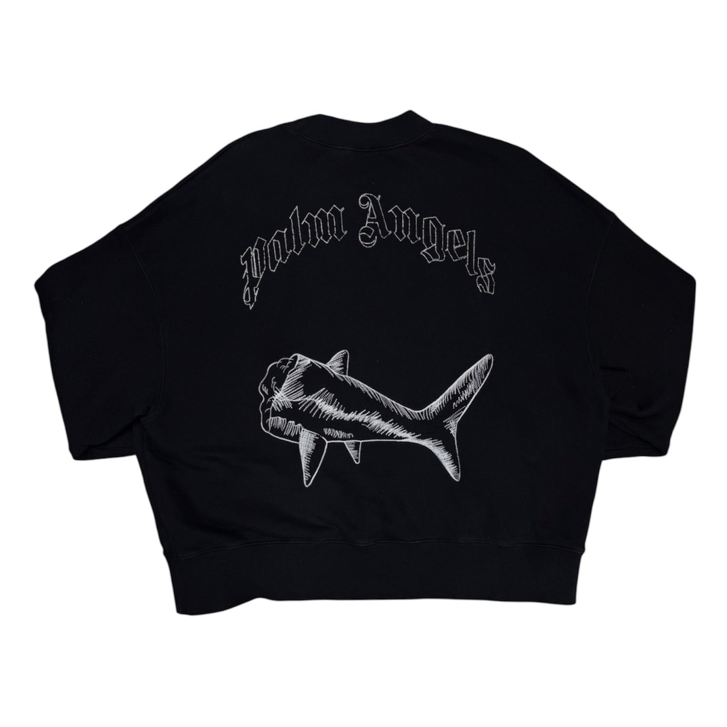 Palm Angels Split Shark Logo Crewneck Black Sweater