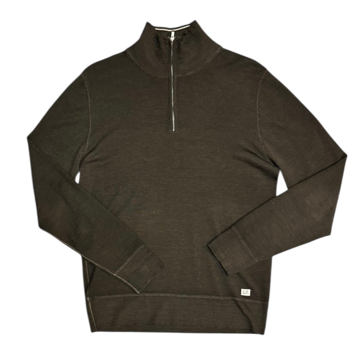 C.P. Company Half Zip 100% Wool Moss Green Sweatshirt