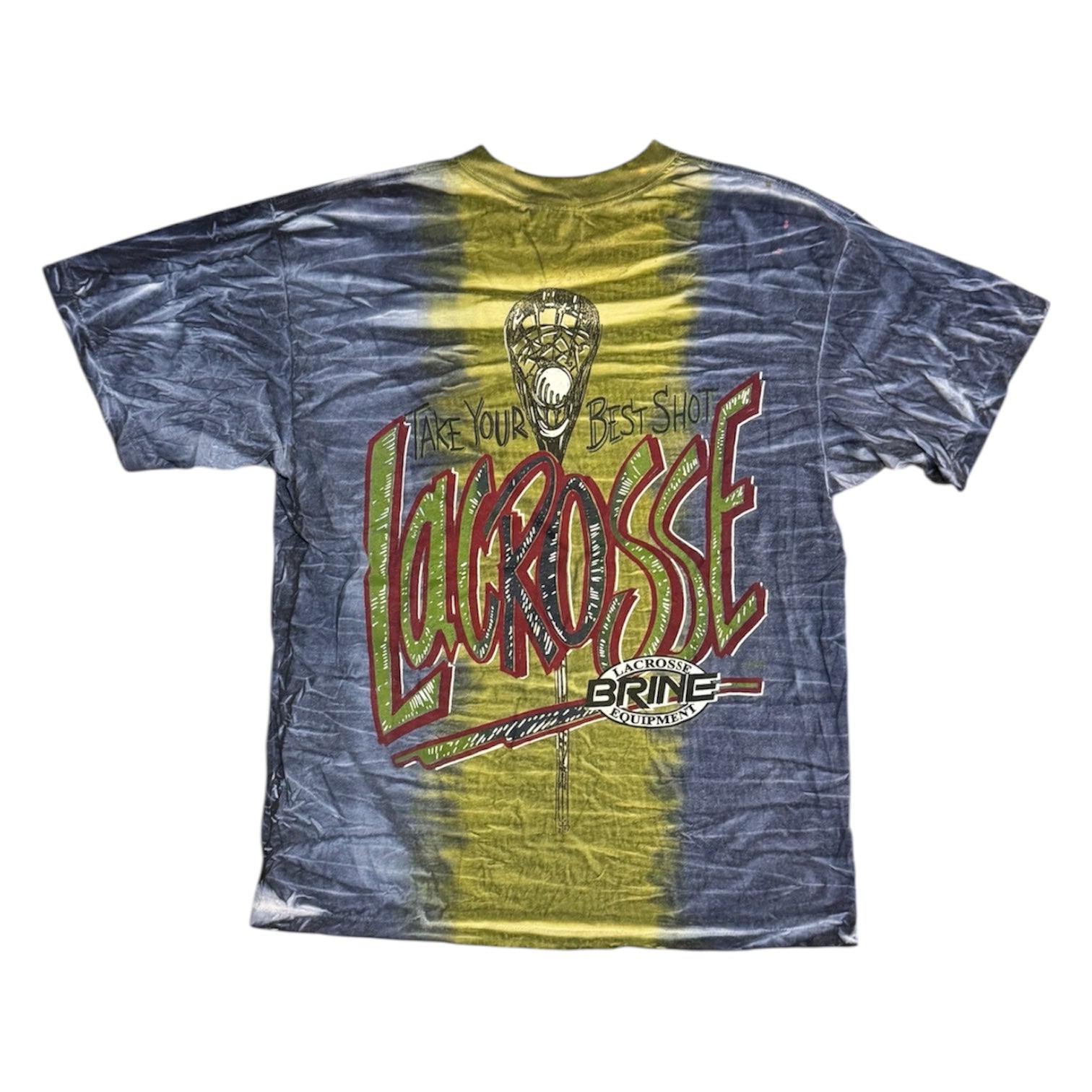 Vintage Brine Lacrosse Take Your Best Shot Tie Dye Blue Green Tshirt