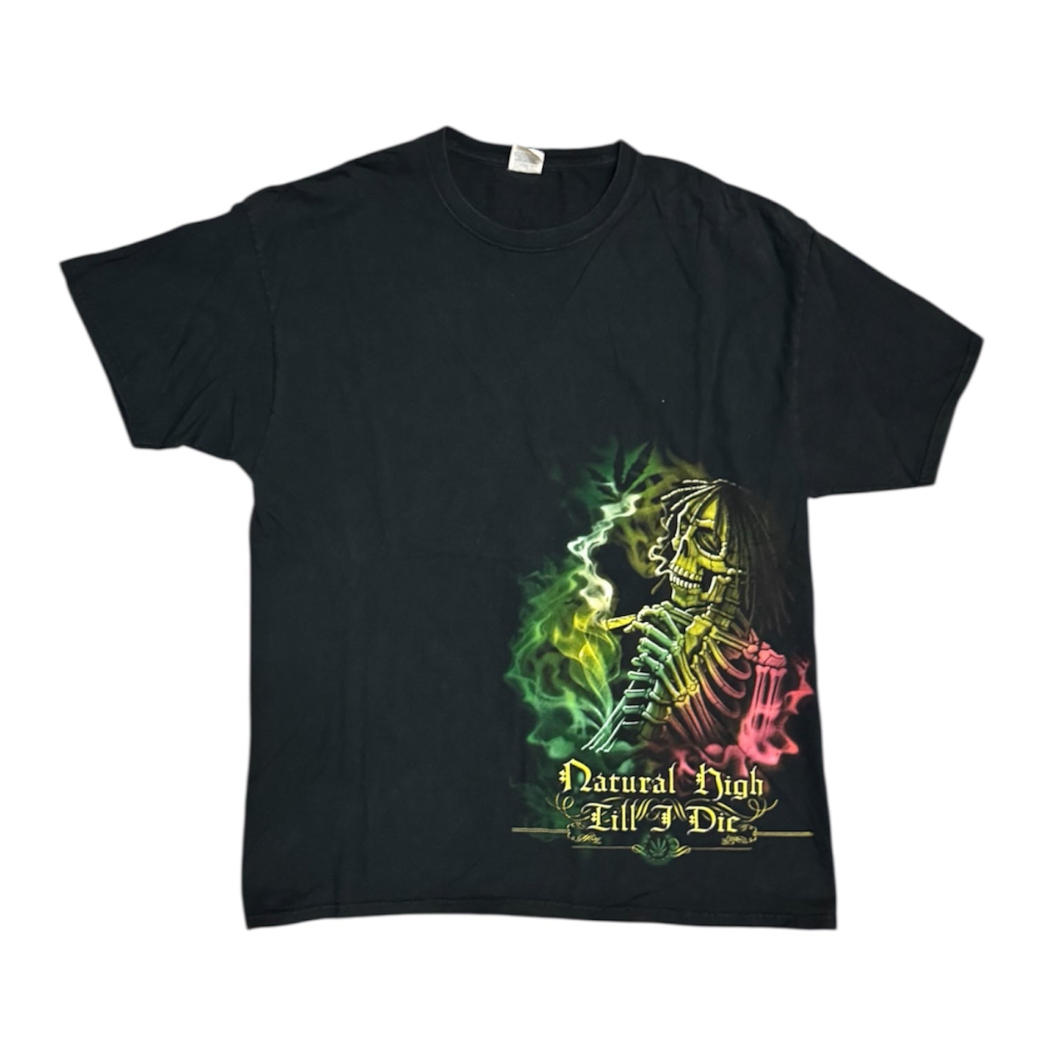Fruit Of The Loom Natural High Till I Die Bank Of Ganja Graphic Black Tshirt
