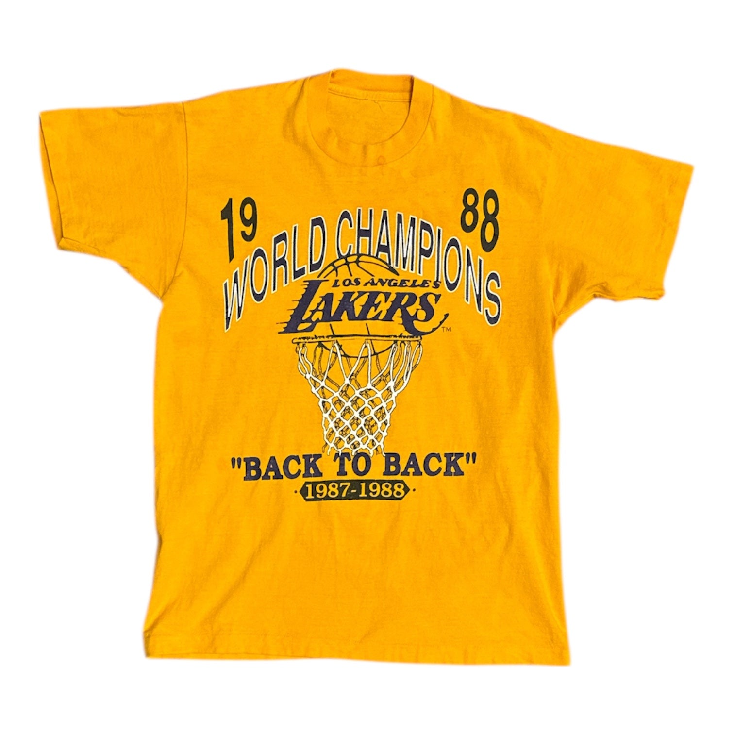 Vintage Los Angeles Lakers Back To Back 1987-1988 World Champions Yellow Tshirt