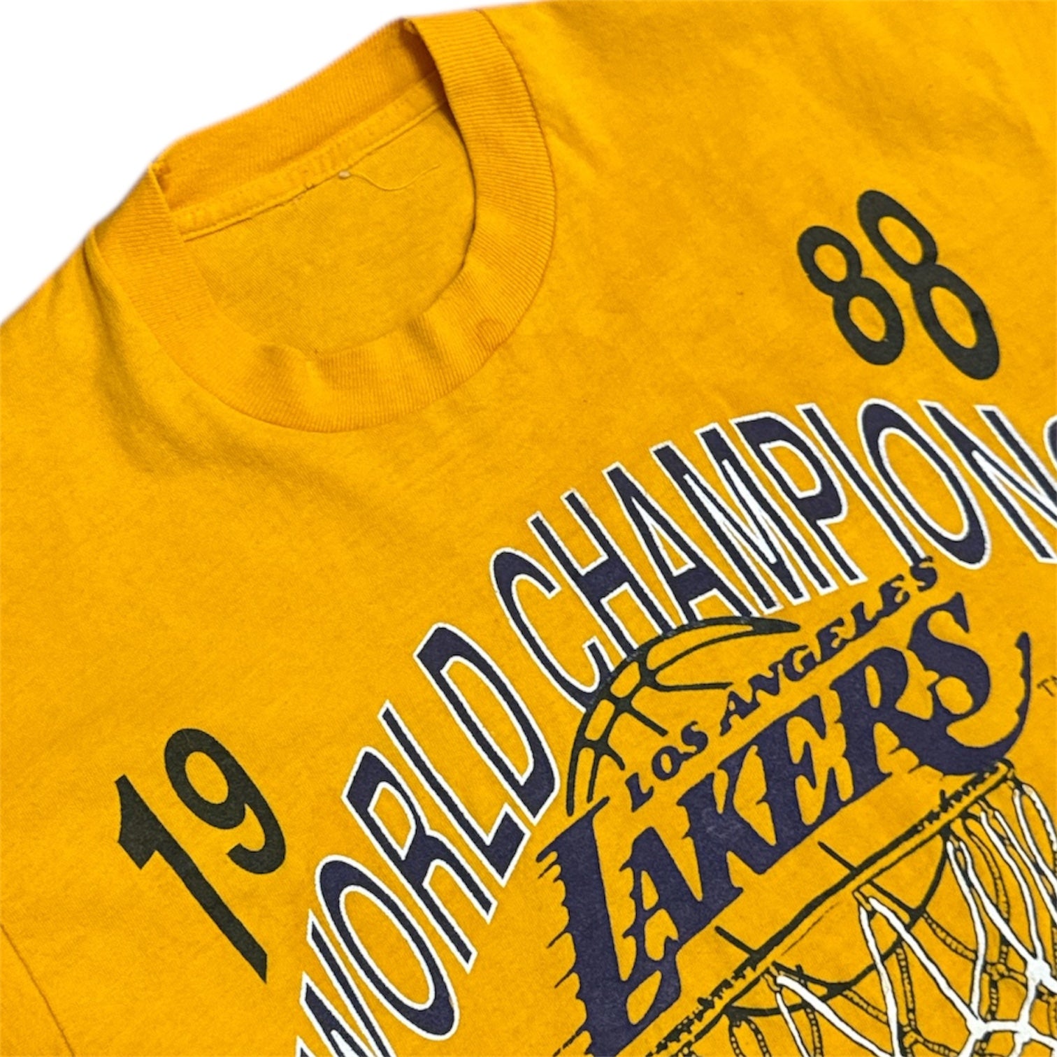 Vintage Los Angeles Lakers Back To Back 1987-1988 World Champions Yellow Tshirt