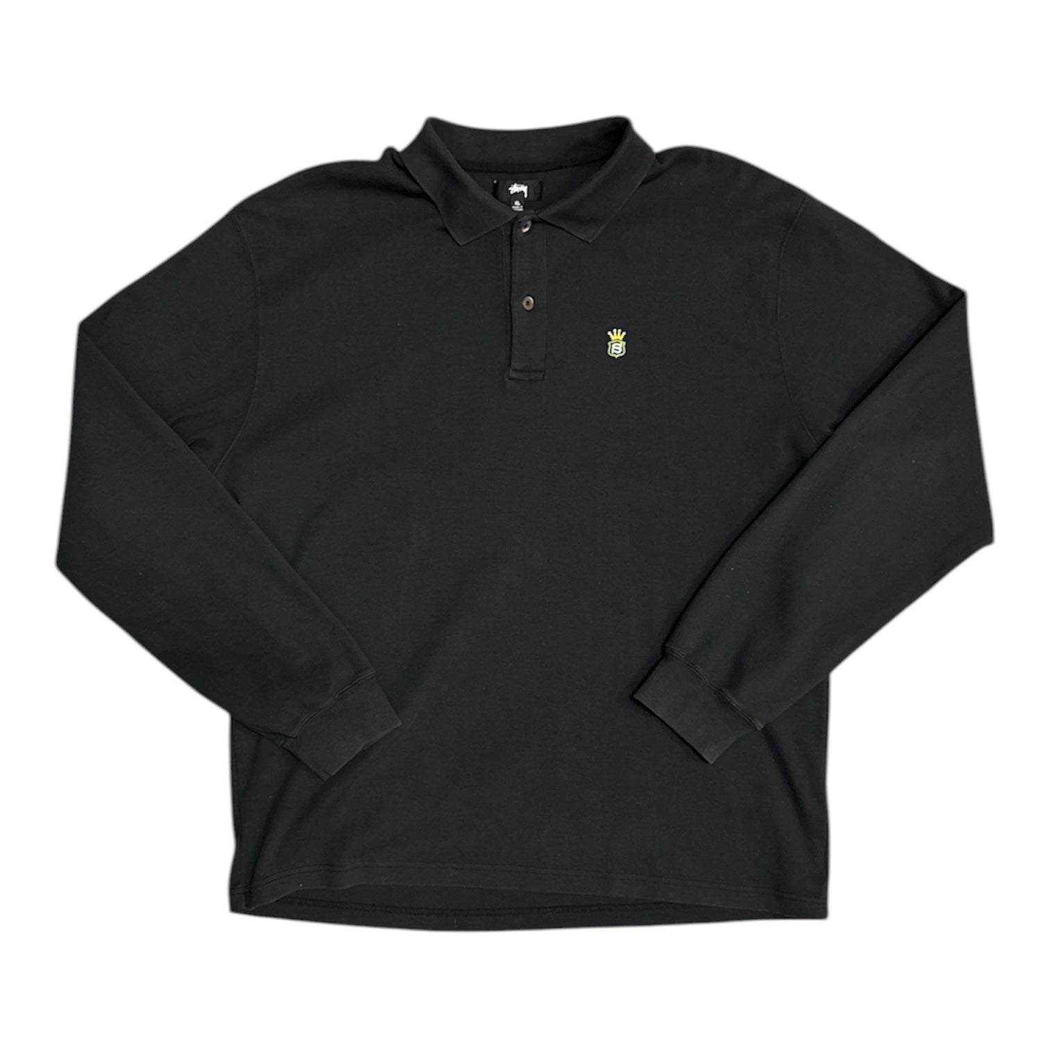 Stussy Ribbed Long Sleeve Black Polo Shirt