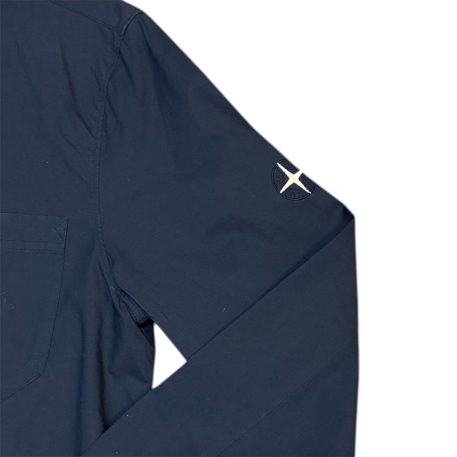Stone Island SS19 Band Collar Long Sleeve Navy Shirt