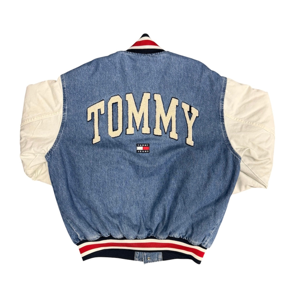 Tommy Jeans Letterman White Denim Varsity Jacket