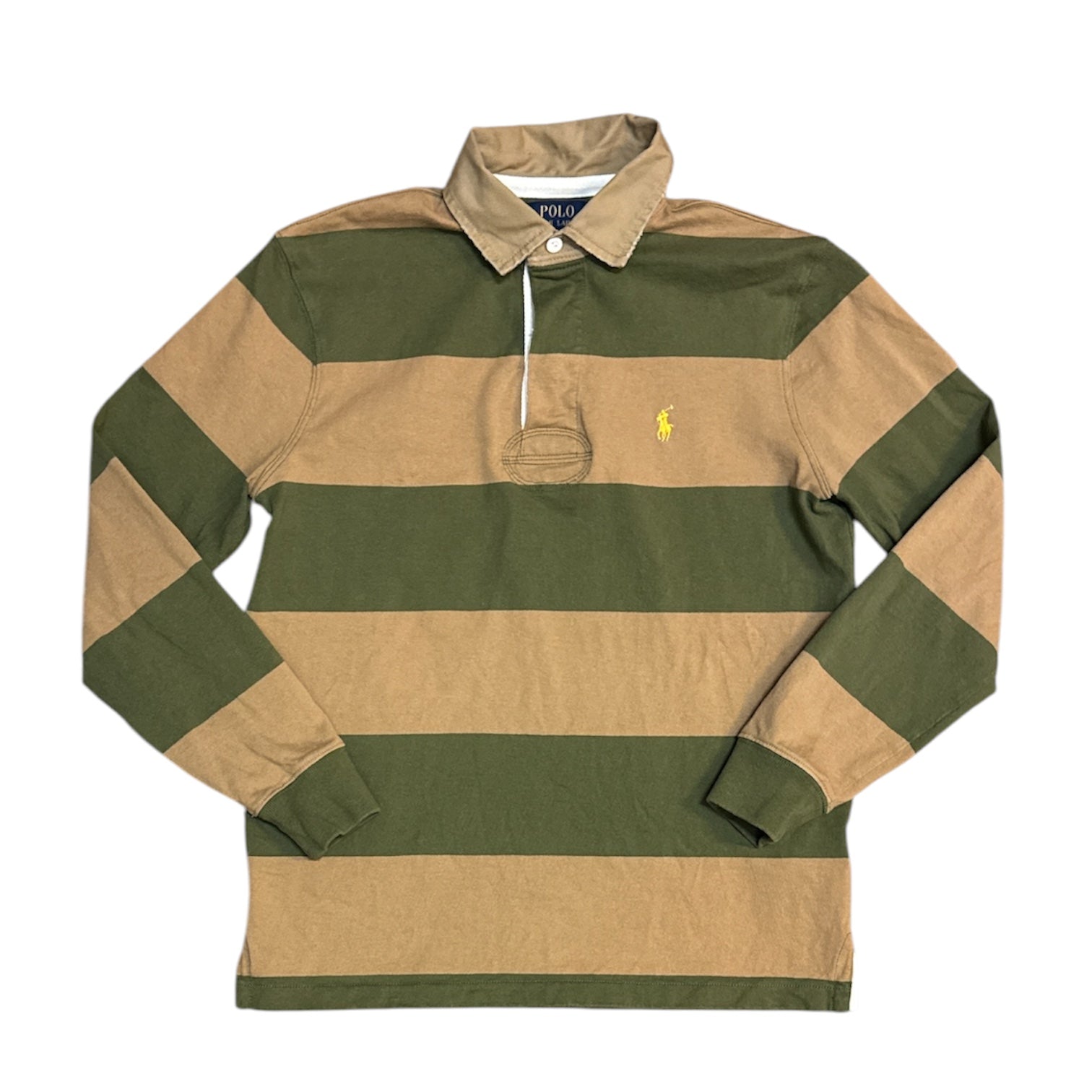 Polo By Ralph Lauren Rugby Brown Green Long Sleeve Polo
