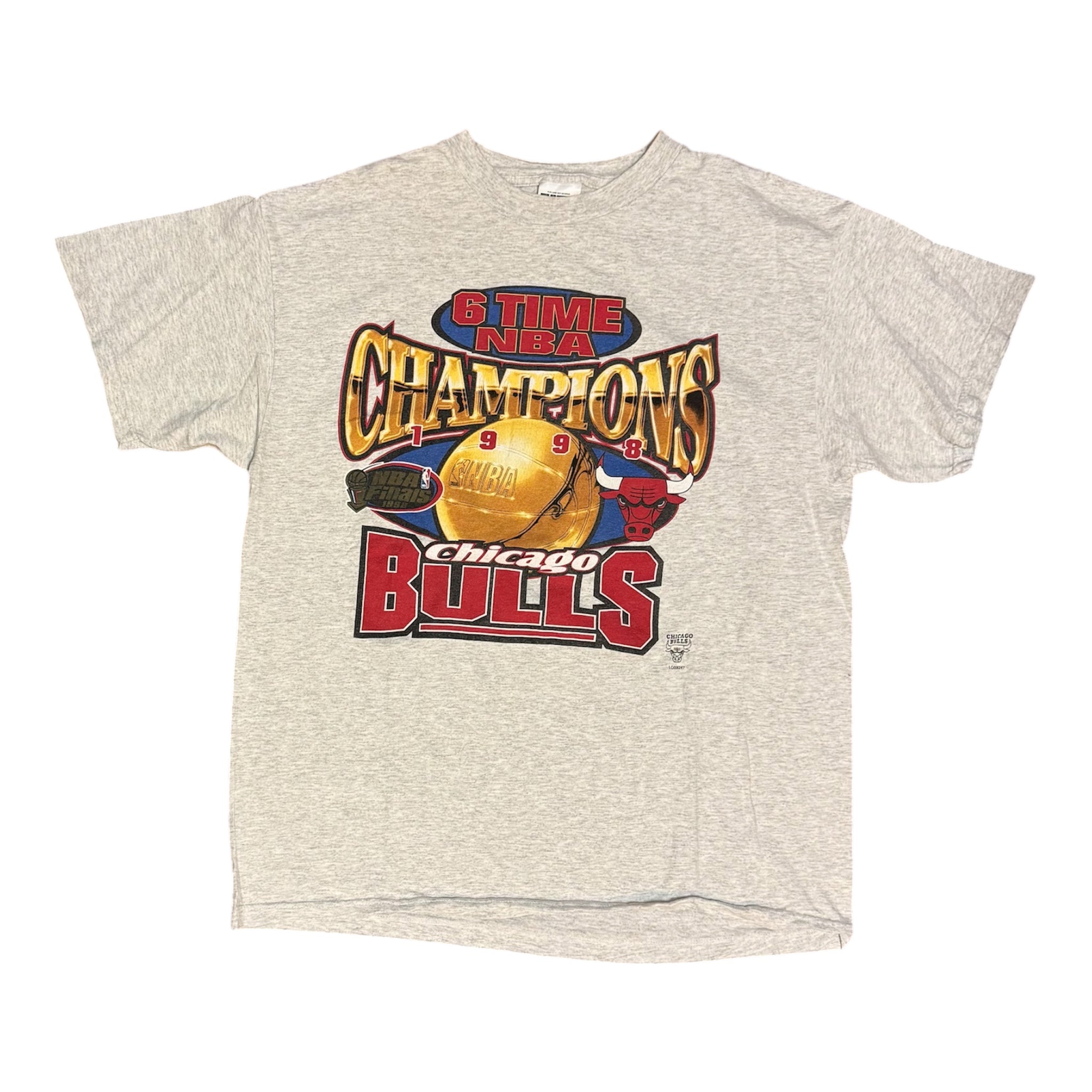 Vintage 1998 Chicago Bulls 6 Time Champions Grey Tshirt