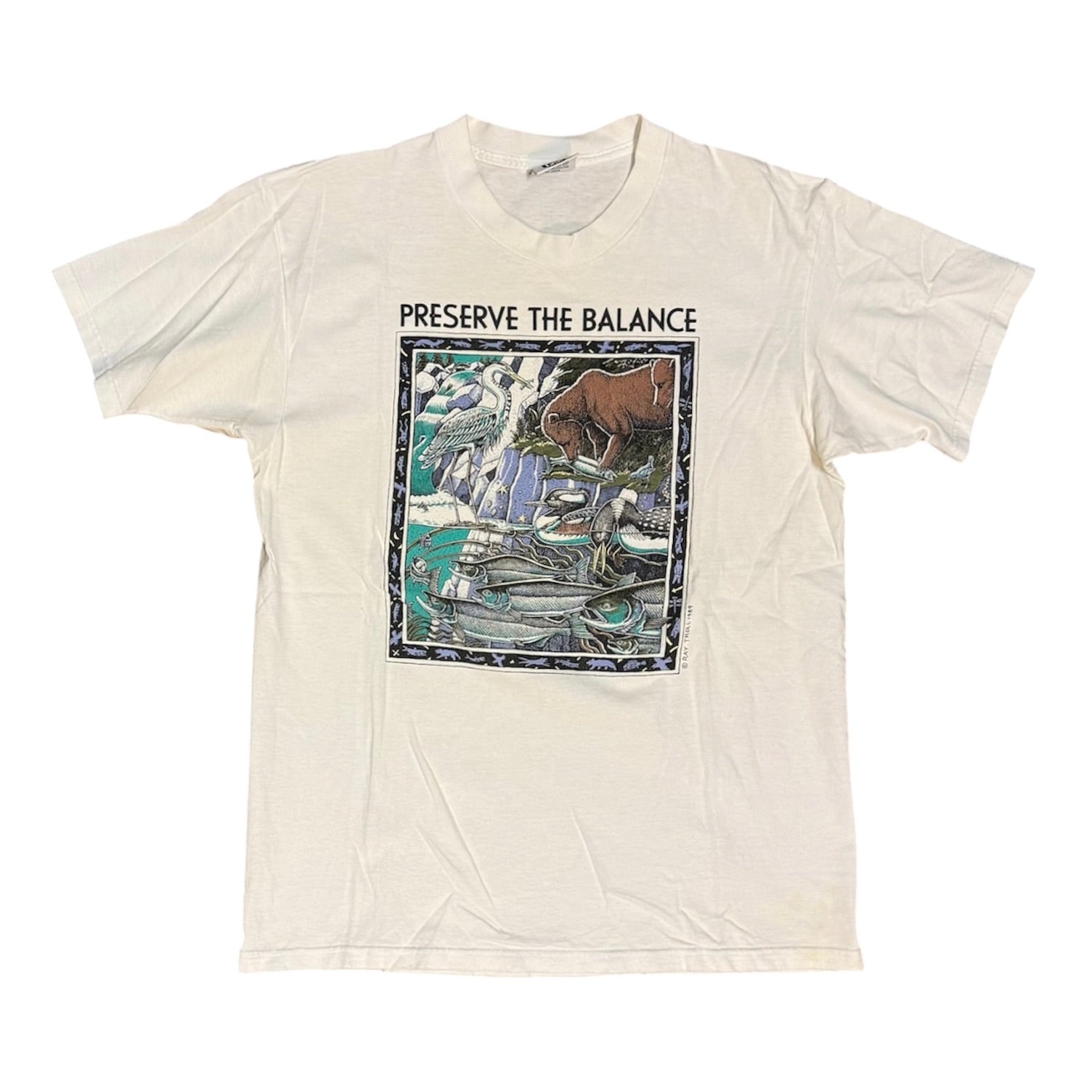 Vintage 1989 Ray Troll Preserve The Wild White Tshirt