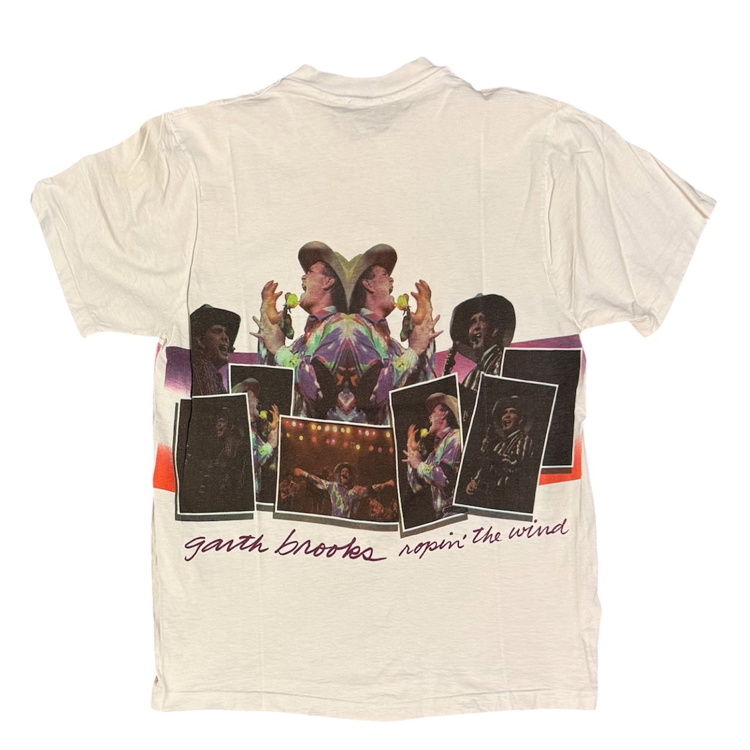 Vintage 1991 Garth Brooks Ropin The Wind Album Promo White Tshirt