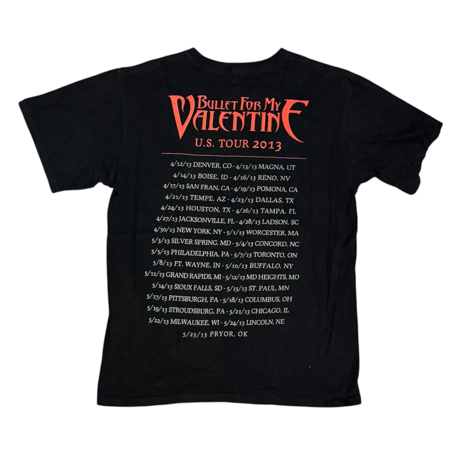 Bullet For My Valentine 2013 US Tour Black Tshirt