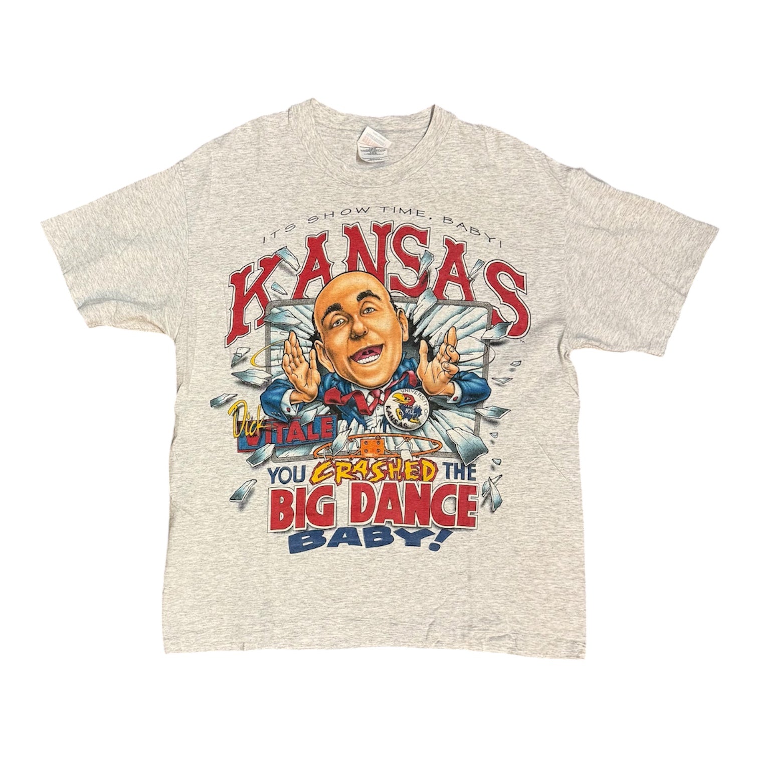 Vintage 90s Kansas Dick Vitale Grey Tshirt