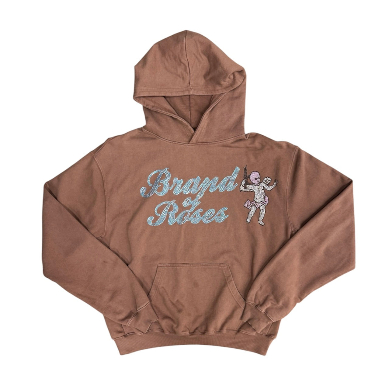 Brand Of Roses Rhinestone Brown Hoodie