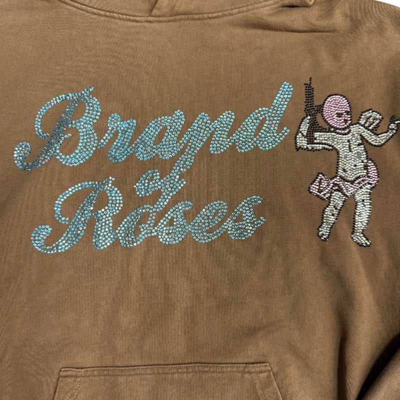 Brand Of Roses Rhinestone Brown Hoodie