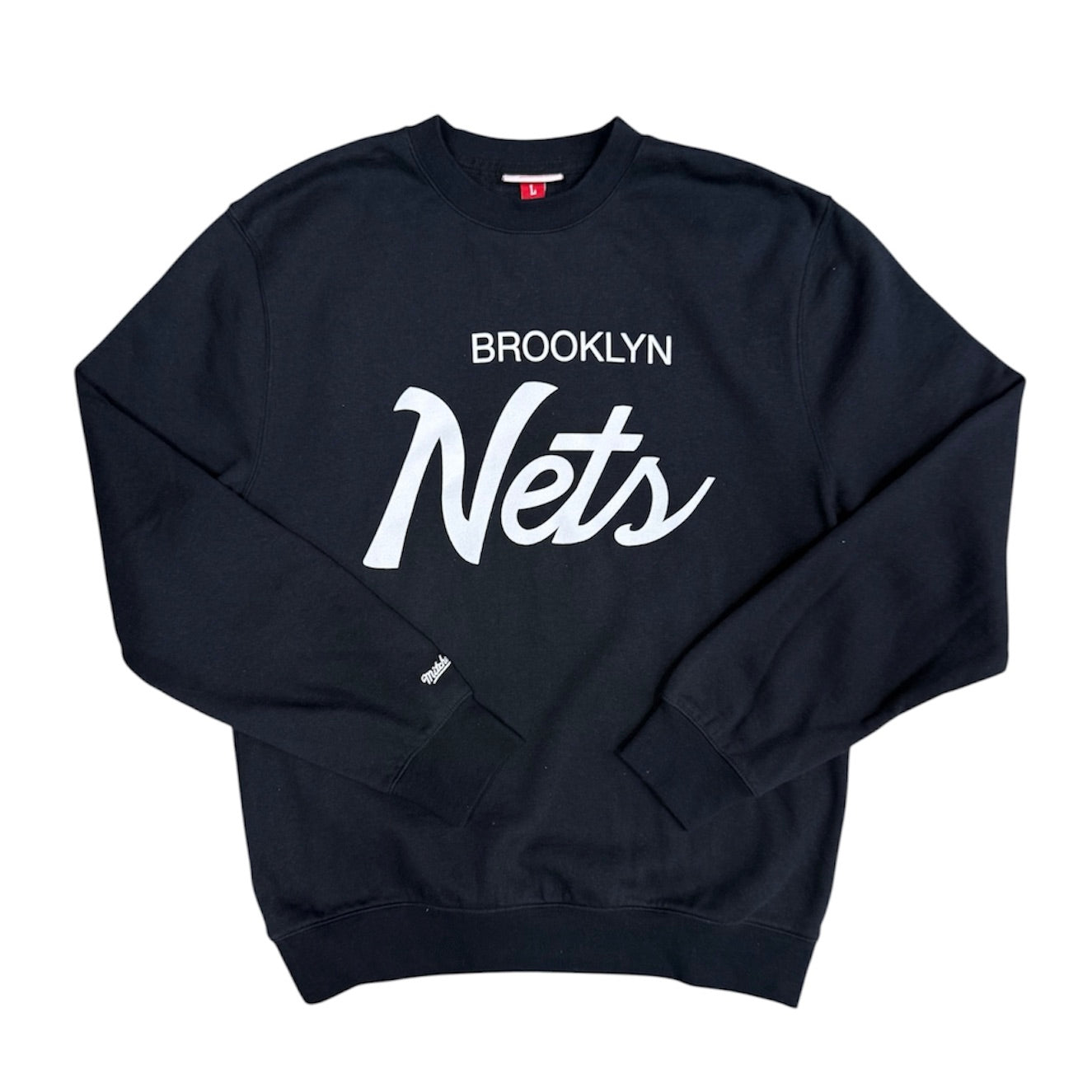 Mitchell & Ness Brooklyn Nets Script Black White Sweatshirt