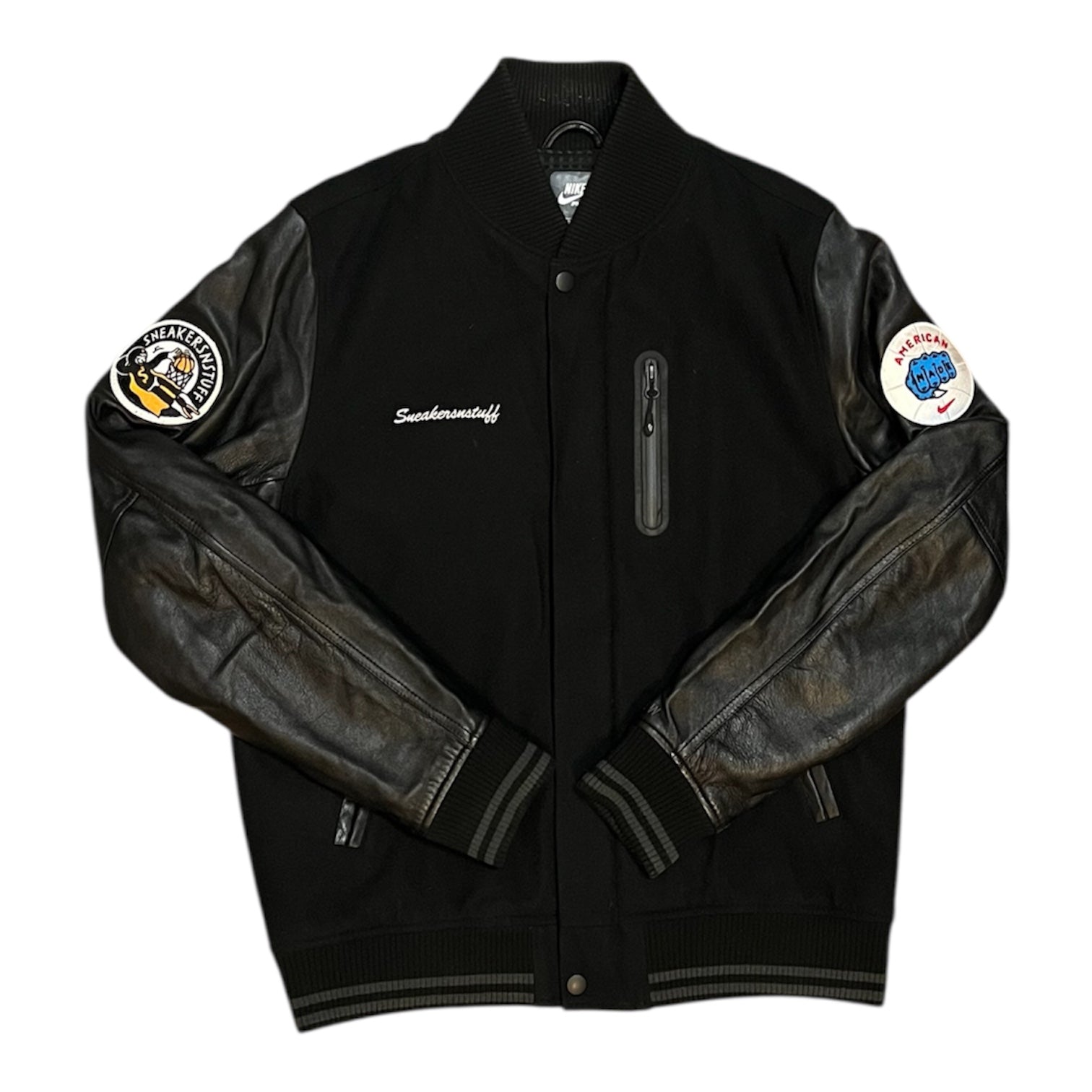 Nike Sneakersnstuff American Made Black Varsity Jacket