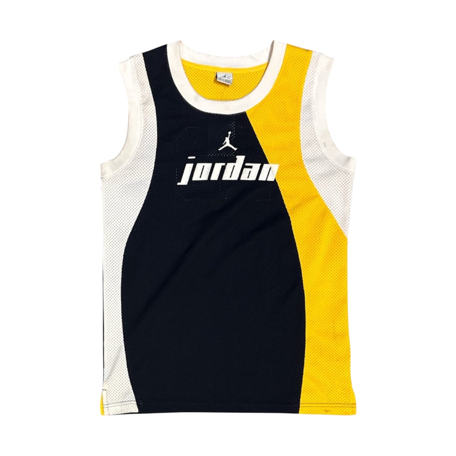 Jordan Mesh Yellow Navy Basketball Jersey