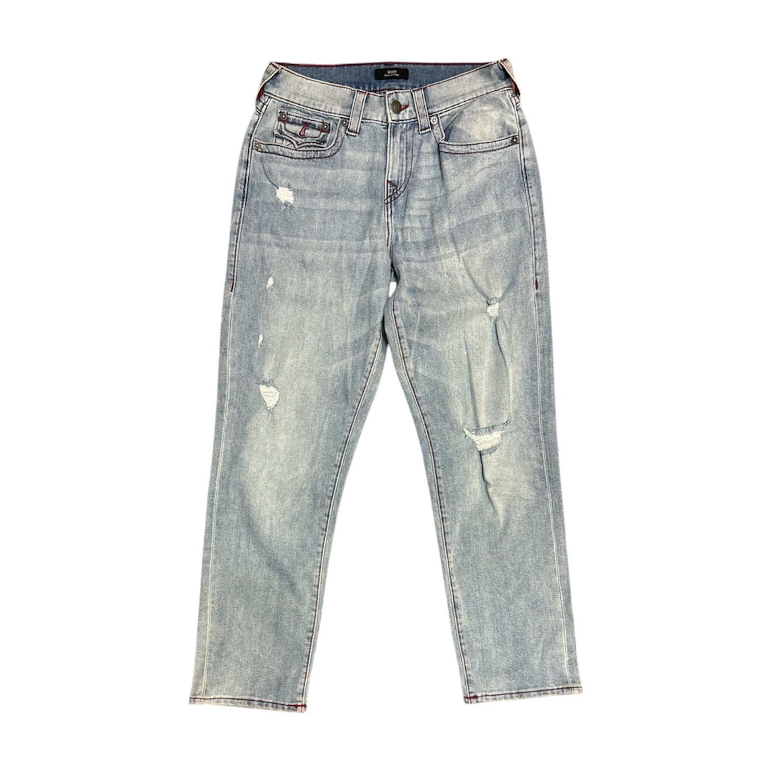 True Religion Bobby Relaxed Baggy Distressed Light Washed Jeans