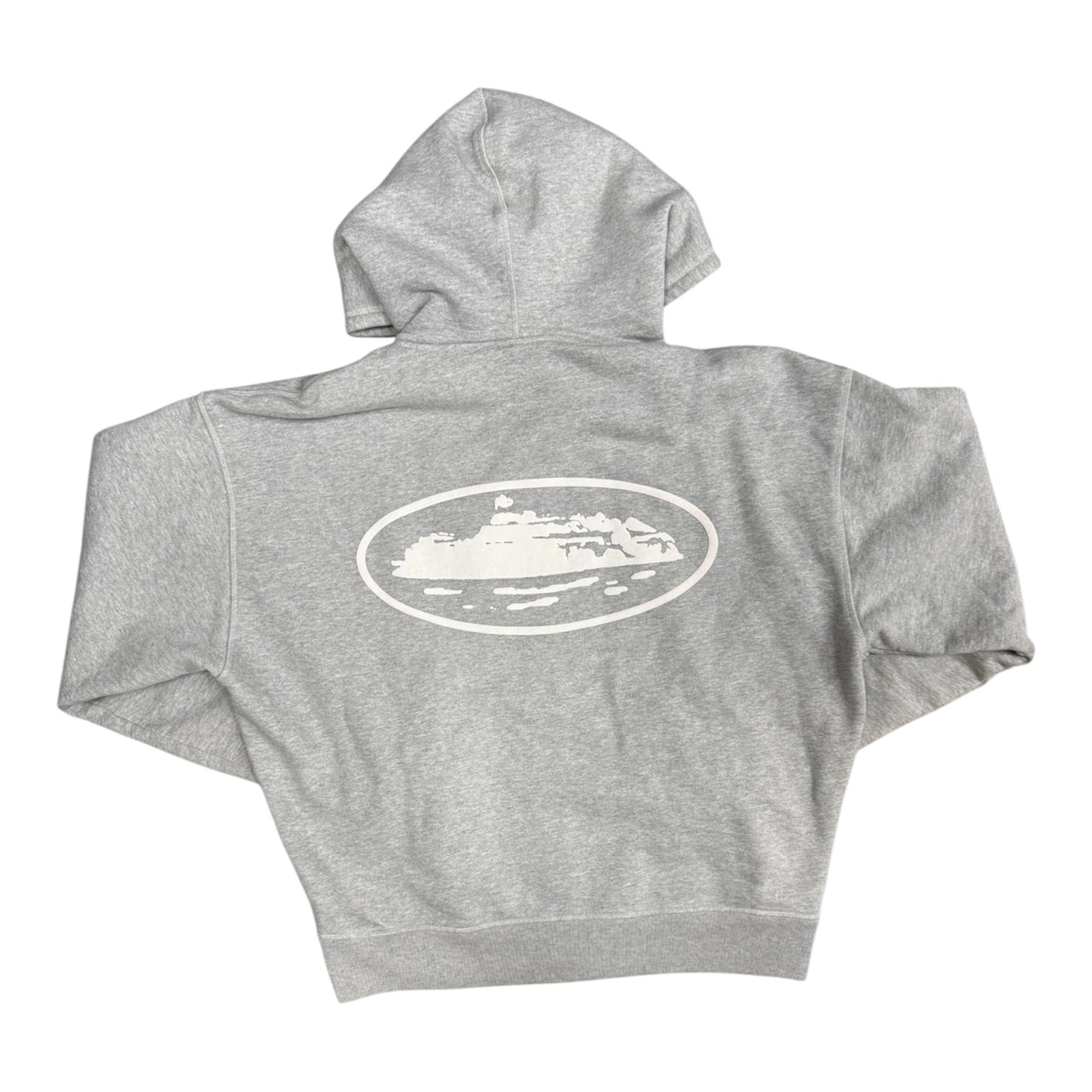 Corteiz Island Puff Print Zip Grey Hoodie