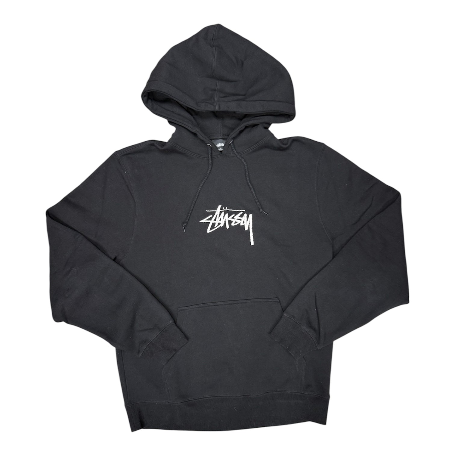 Stussy White Embroidered Logo Black Hoodie