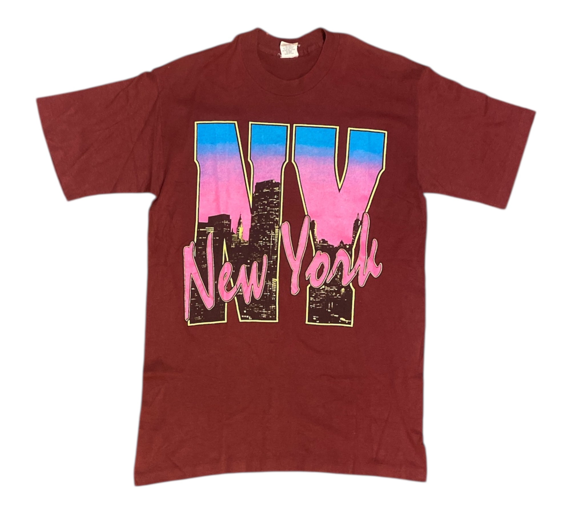 Vintage New York City Skyline Maroon Tshirt