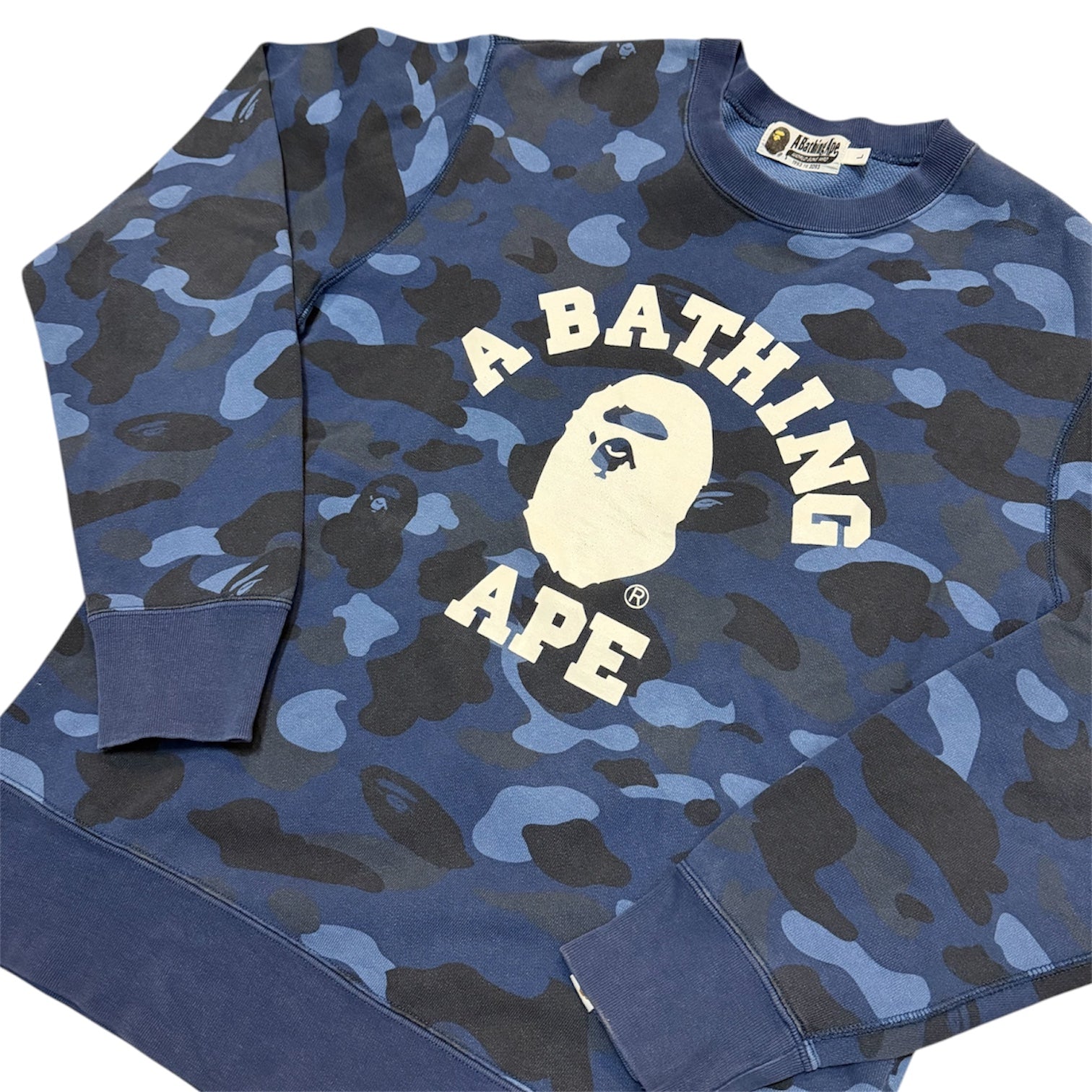 A Bathing Ape Color Camo Blue College Sweatshirt