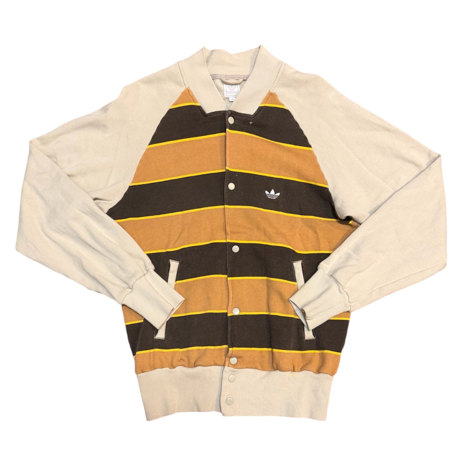 Vintage Adidas Striped Brown Beige Cardigan Jacket (Sample)