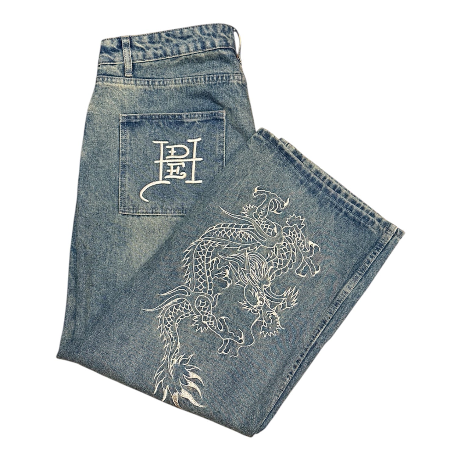Ed Hardy UO Exlusive Double Knee Blue Jeans